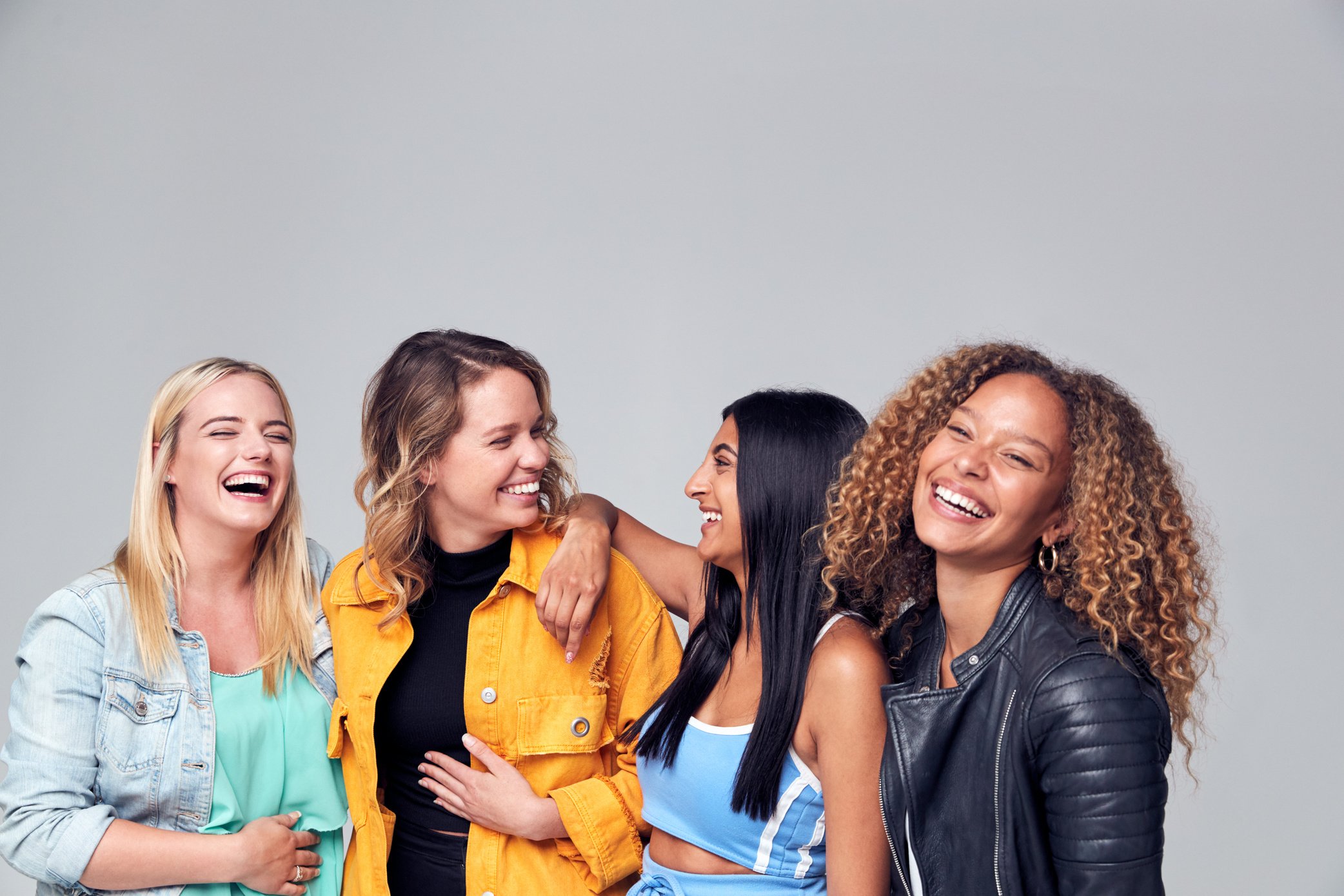 Group Studio Portrait of Multi-Cultural Female Friends Smiling I